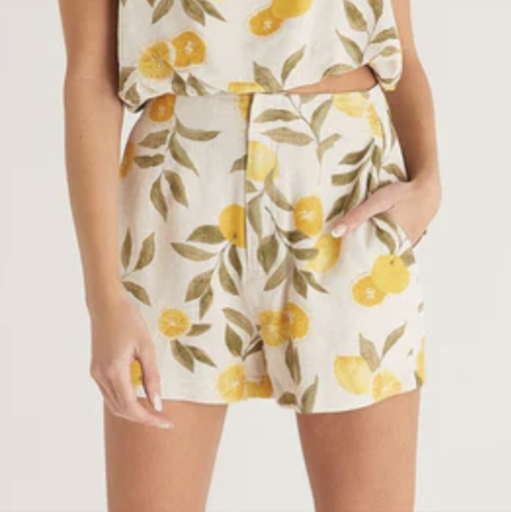 New Z Supply Keaton Citrus Linen Shorts, size XL